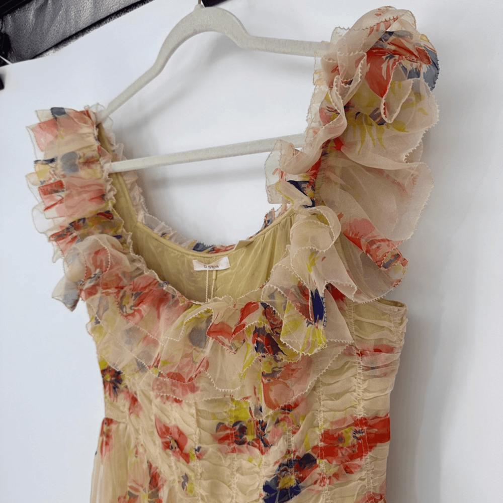 Doen Ernestine Dress RARE Sweet Gardenia Silk Organza Maxi SZ L Fairy Coquette - Picture 9 of 16